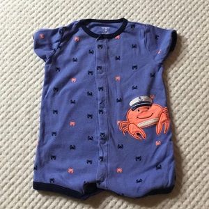CARTER’S 9 month Short CRABBY ONESIE NWOT